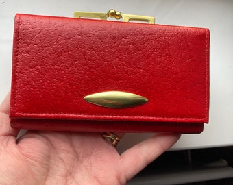 Vintage Leather Purse. Red Leather Wallet. Ladies purse. leather. purse wallet. Pound notes.