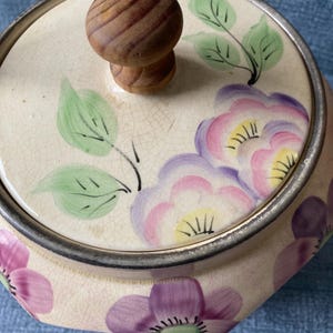 Barril de galletas vintage. Estampado floral. Arthur Wood 3124 Barril de galletas de cerámica. Tarro para galletas.