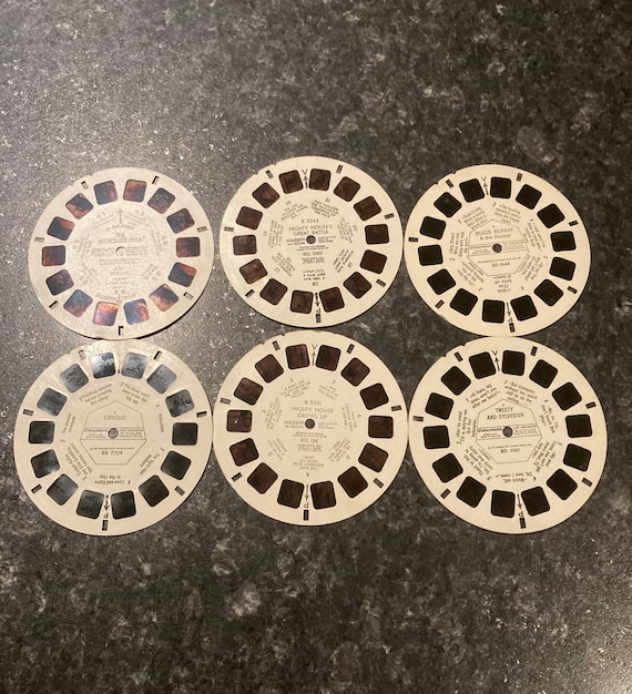 Six View-master Reels Set. Incredible Hulk, Circus, Mighty Mouse