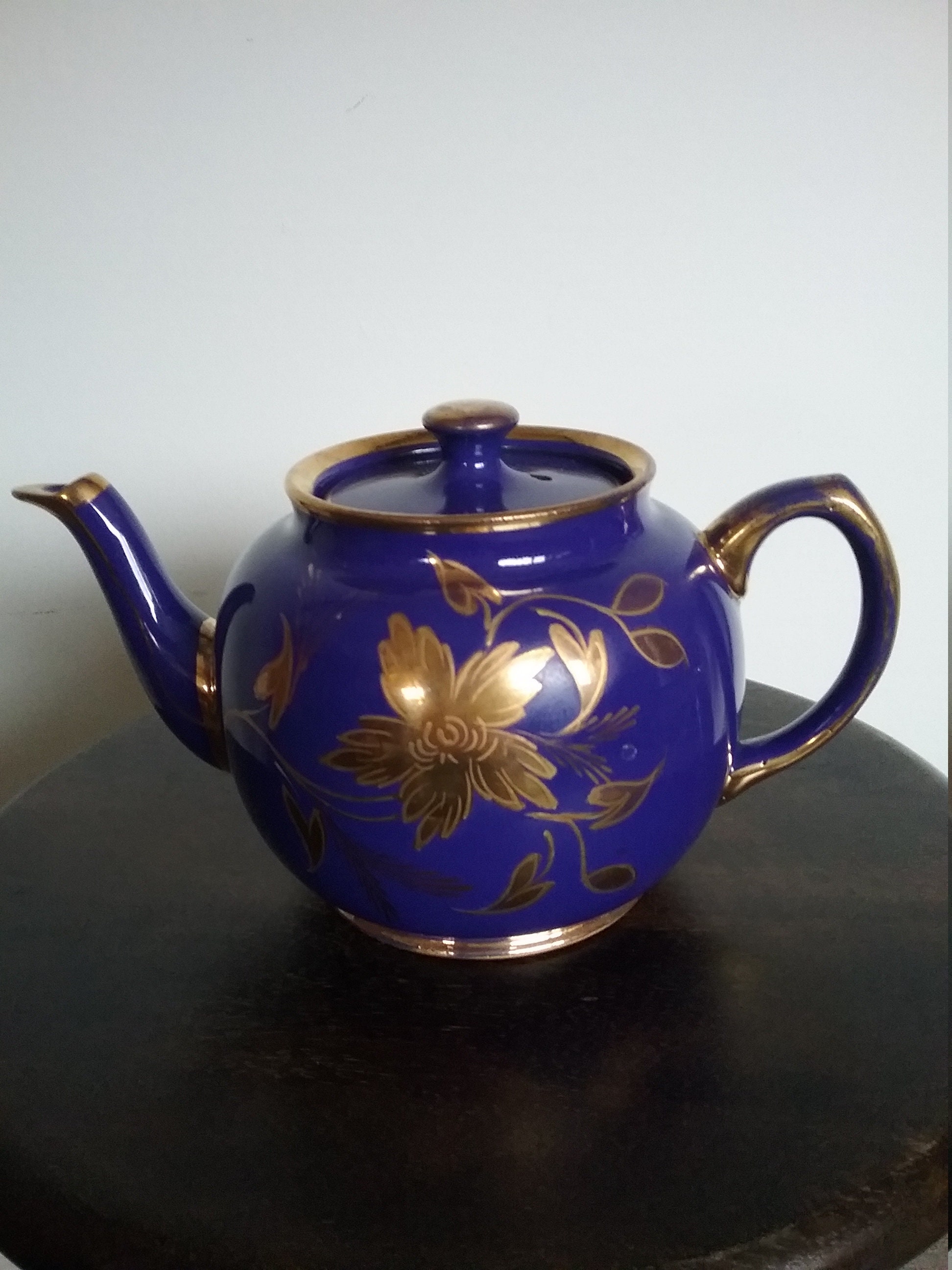 Vintage Royal Blue and Gold Teapot by Sadler. Large Teapot. Etsy