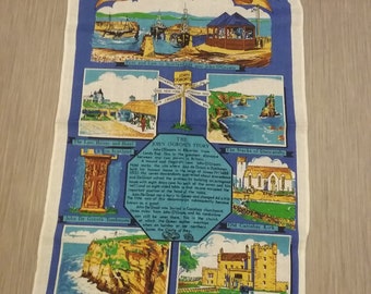 Vintage John O'Groats Tea Towel: Scottish Linen Cotton Mix