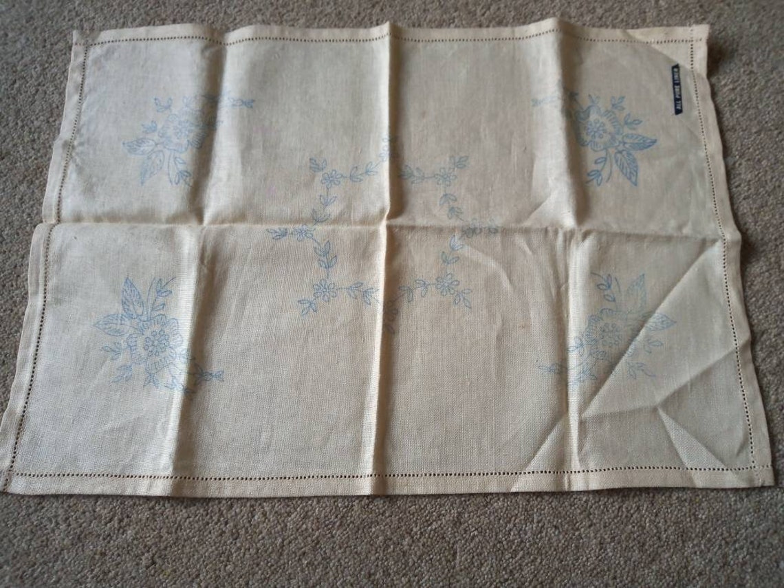 Vintage Linen Tray Cloths Cheval Set. Pretraced Embroidery Etsy UK