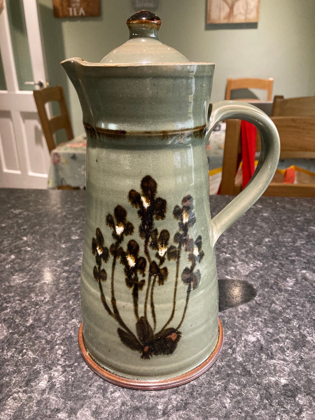 Glenshee Pottery Coffee Pot, Glenshee Scotland. Hand Made Pottery Tall
