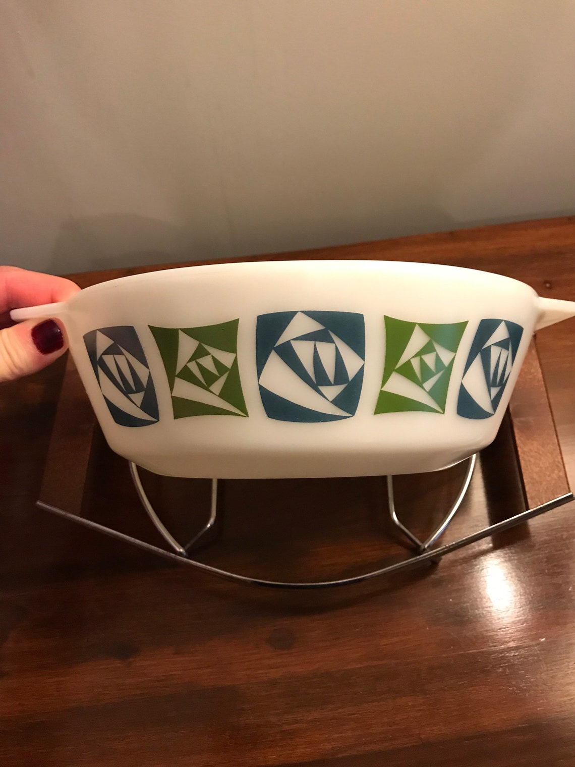 Vintage casserole. dish. JAJ pyrex checkers design lidded Etsy