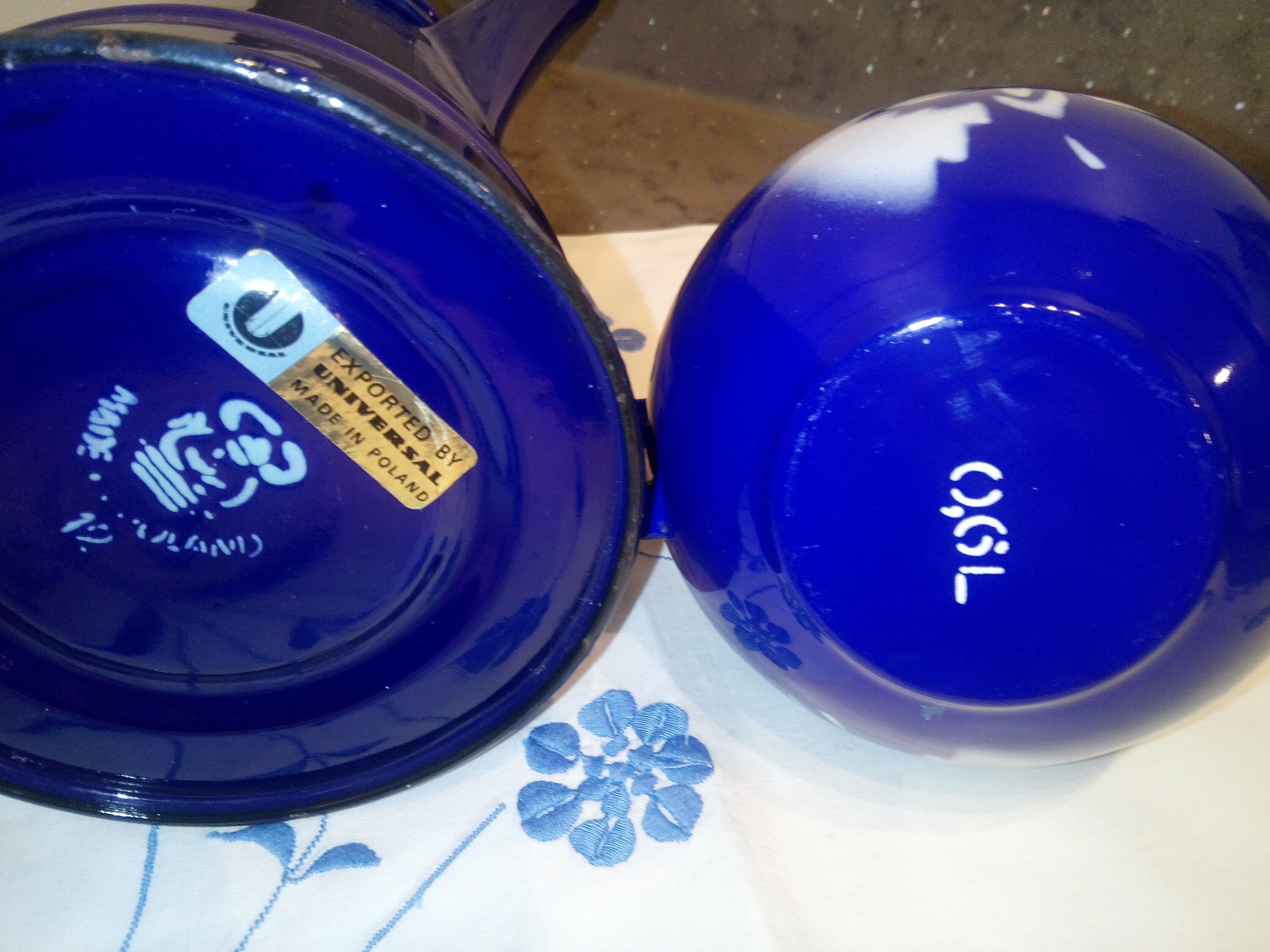 Vintage Enamel Cobalt Blue Teapot and a Navy Blue Coffee Pot. Etsy