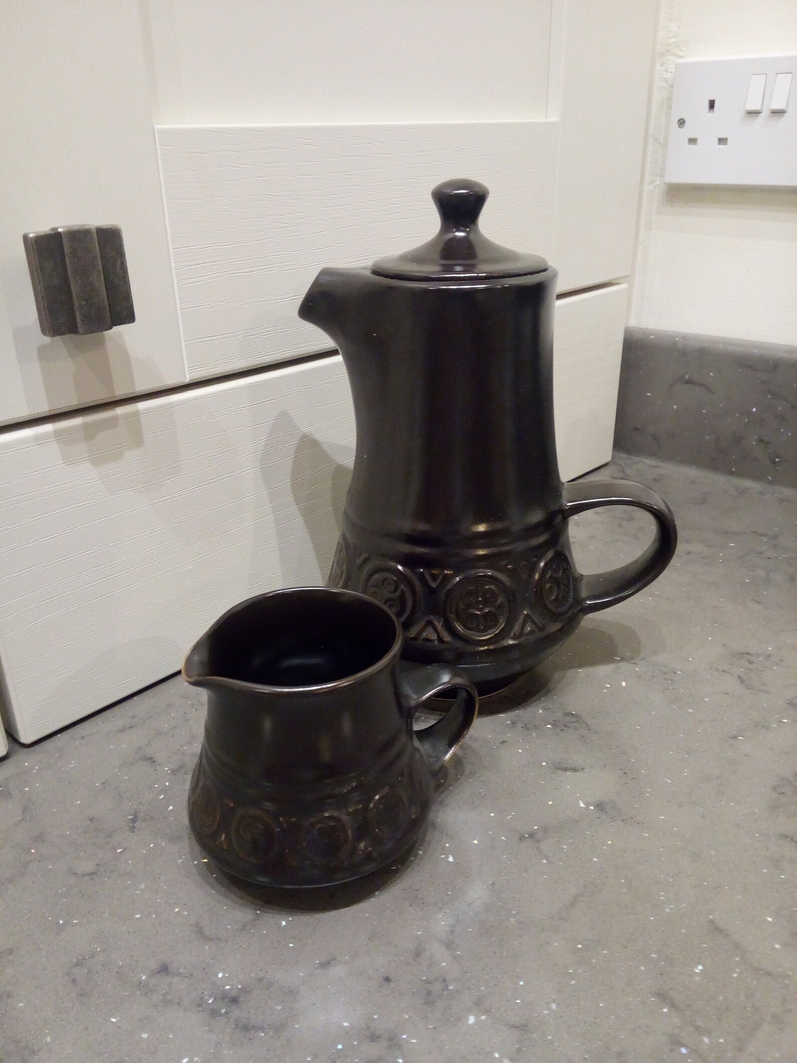 Vintage Ulster Ceramic Coffee Pot & Milk Jug Dark Brown Etsy