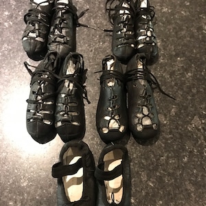 Zapatos de piel para danza irlandesa. Selección de zapatos con cordones. Zapatos de baile irlandés para niños. Tallas del Reino Unido: 9, 10, 11, 12, 13.5, 1, 2, 3; Talla de EE. UU.: 4.