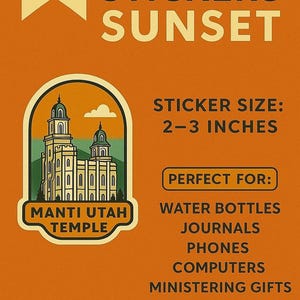 29 Utah Tempel Aufkleber – Sunset Edition | LDS Tempel Aufkleber | Missionars Geschenk | YW YM Lager | Jugend Handouts | Zeitschrift
