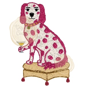 Aquarelle chinoiserie Staffordshire Terrier, chiens, Martini, Clipart, sublimation, BCBG, Art japonais, usage commercial, cadre monogramme, PNG