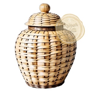 Watercolor Basket Ginger Jar, Clipart, Bows, Preppy, Grand Millennial, Coastal Grandma, Digital File, Clip Art PNG, Commercial Use