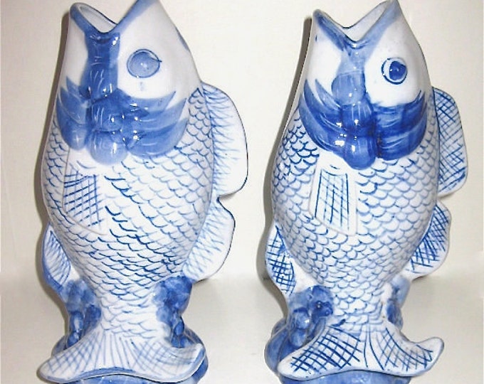 Porcelain Koi Fish Vases Hand Painted Etsy
