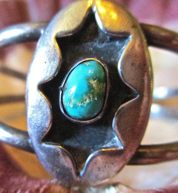 1970s Turquoise and Silver American Indian Bracel… - image 2