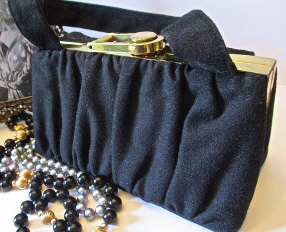 1940s Black Wool Felted Ingber Handbag - image 6