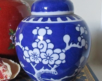 Vintage Petite Chinese Blue and White Ginger Jar