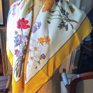 Stunning Italian Botanical Floral Silk Scarf