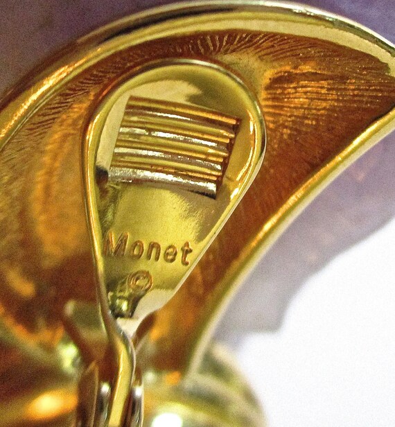 Gold Tone Monet Vintage Clip On Earrings - image 3