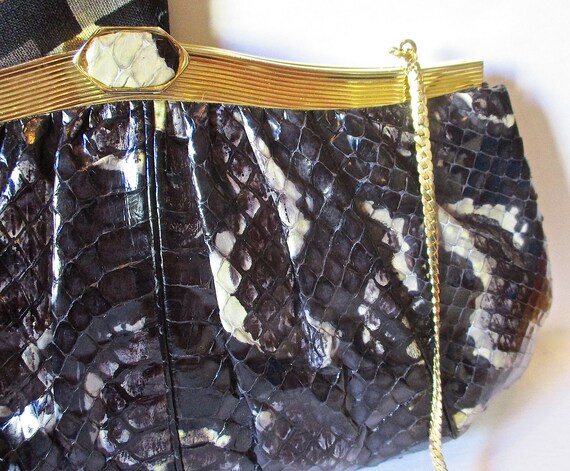 Judith Leiber Python  Hand Bag Gold Chain - image 4