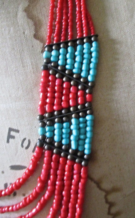 Vintage African Beaded Necklace - image 3