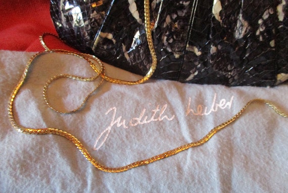 Judith Leiber Python  Hand Bag Gold Chain - image 6