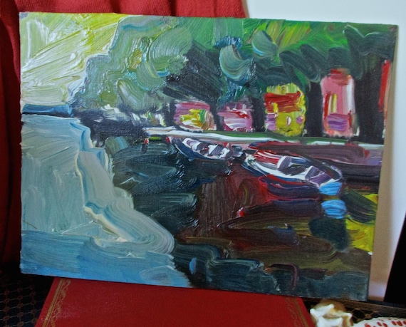 Plein Air Impressionist Oil Painting /Canvas  Board by Jose Trujillo 9 X 12 in River Bank