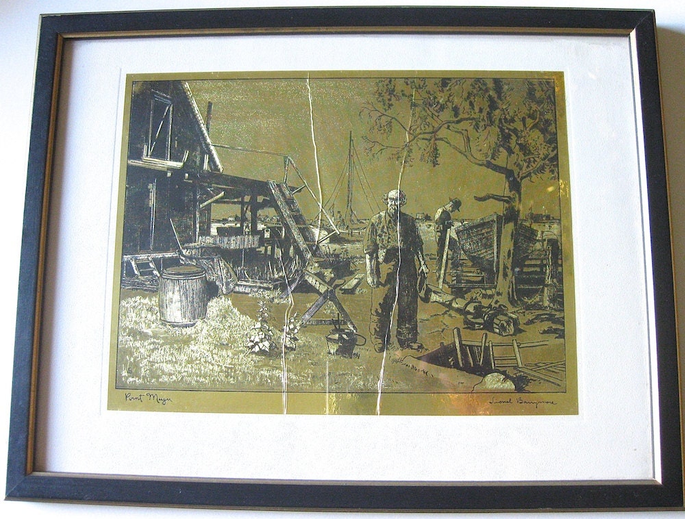 Four Vintage Framed Lionel Barrymore Pints on Gold Foil - Etsy