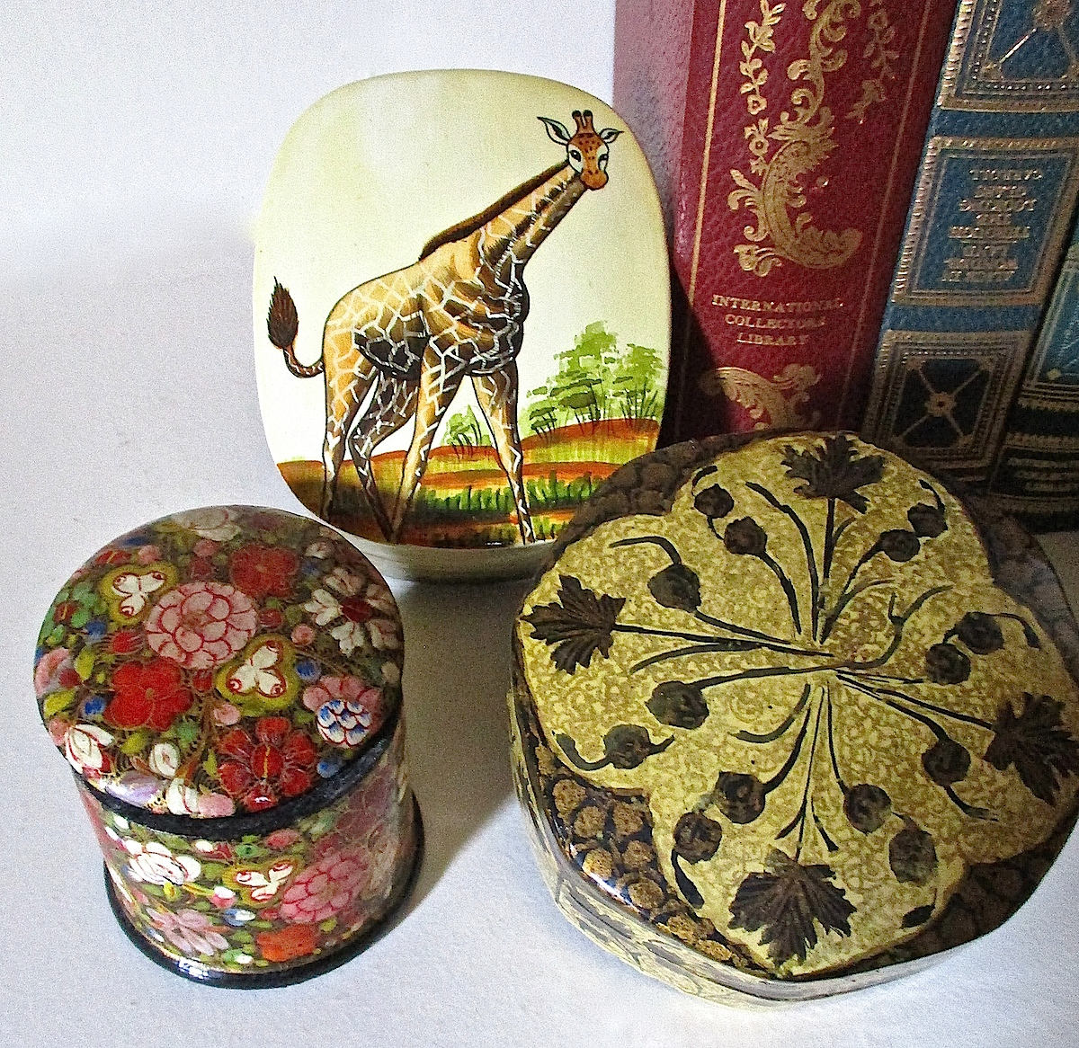 Three Vintage Hand Painted Papier Mache Boxes From India Etsy Canada
