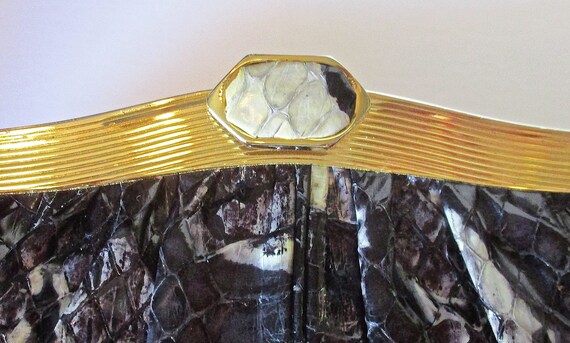 Judith Leiber Python  Hand Bag Gold Chain - image 3
