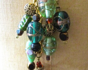 Vintage Murano Handblown Glass Beads on a Copper Gold Tone Chain Necklace
