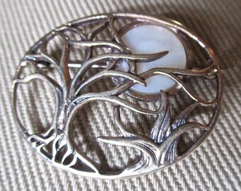 Vintage Sterling Silver Tree of Life Brooch by Carolyn