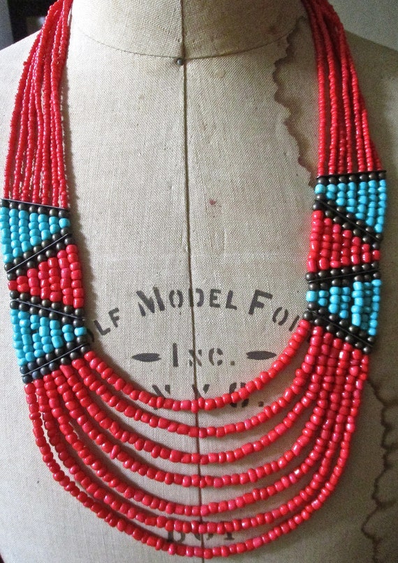 Vintage African Beaded Necklace - image 2