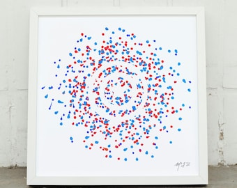 Captain Dots – Abstract Geek Captain America Inspired Art Print - Dots Series Piece