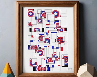 Shields of Protection – Retro Abstract Superhero-Inspired Art Print - Mid-Century Geek Series Piece