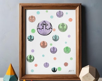 Rebellious Dots – Zentangle Rebel Symbol Star Wars Fan Art Print – Colorful Pattern Design