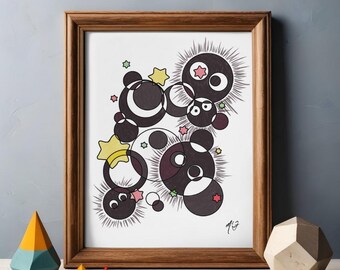 Cheerful Sprites – Studio Ghibli Colorful Abstract Fan Art Print