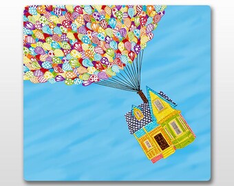 Zentangle Balloon House – Colorful Whimsical Vinyl Sticker – Pixar Up Inspired Adventure Fan Art