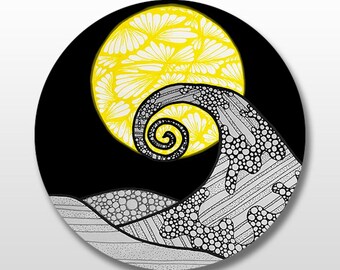 Zentangle Before Christmas – Spiral Hill Vinyl Sticker – Whimsical Gothic Nightmare Before Christmas Fan Art