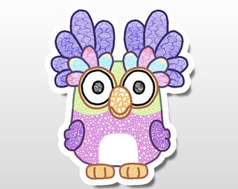 ChatterZen – Colorful Zentangle Vinyl Sticker – Playful Cartoon Bluey Inspired Fan Art