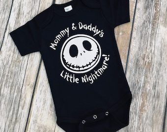 Mommy & Daddys Little  Nightmare!  The Nightmare Before Christmas Jack Skellington inspired onepiece bodysuit!!