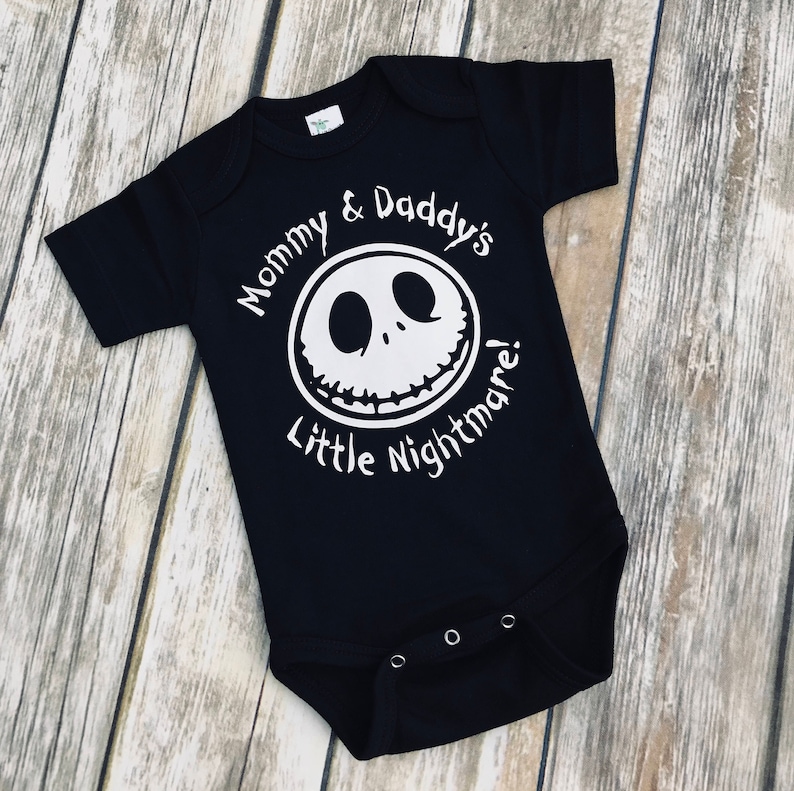 Mommy & Daddys Little Nightmare The Nightmare Before Christmas Jack Skellington inspired onepiece bodysuit image 1