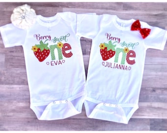 Body aux fraises, tenue premier anniversaire, personnalisé