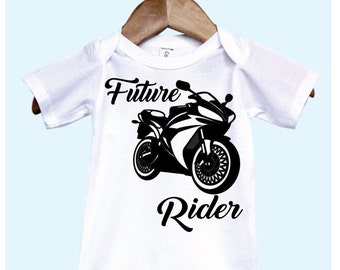 Born To Be Wild Motorcycle Screen Printed Slogan Baby Biker White Babygrow