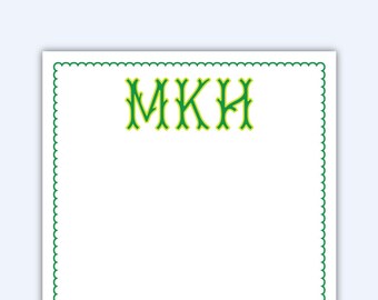 Scalloped Edge Fishtail Monogrammed Notepad | Personalized Notepad | Custom Notepad | 5.5x8.5" 50 Pages