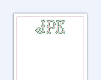 Scalloped Edge Fishtail Monogrammed Notepad | Personalized Notepad | Custom Notepad | 5.5x8.5" 50 Pages