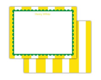 Personalized Scallop Stripe Notes | Baby Stationery | Kids Stationery | Monogrammed Notecards |Gift for Kids, Baby Gift, Birthday Gift