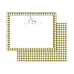 Bunny Gingham Stationery | Custom Notecards | Monogrammed Notecards | Personalized Stationery | Flat Notes