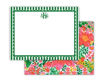 Scallop Border Flat Notes | Floral Stationery | Thank You Note | Preppy Stationery | Mom Gift Ideas | Mother's Day Gift