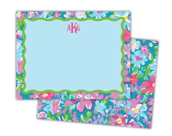 Wavy Border Flat Notes | Floral Stationery | Thank You Note | Preppy Stationery | Mom Gift Ideas | Mother's Day Gift