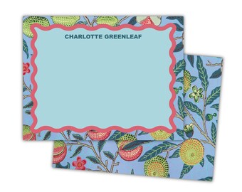 Wavy Border Flat Notes | Floral Stationery | Thank You Note | Preppy Stationery | Mom Gift Ideas | Mother's Day Gift