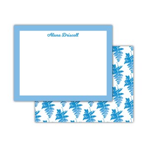 Set of Custom, Personalized Blue Fern Note cards | Botanical Note cards | Monogrammed Note cards | Blue and White Stationery Set
