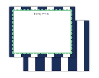 Scallop Stripe Notes | Baby Stationery | Kids Stationery | Monogrammed Notecards |Gift for Kids, Baby Gift, Birthday Gift